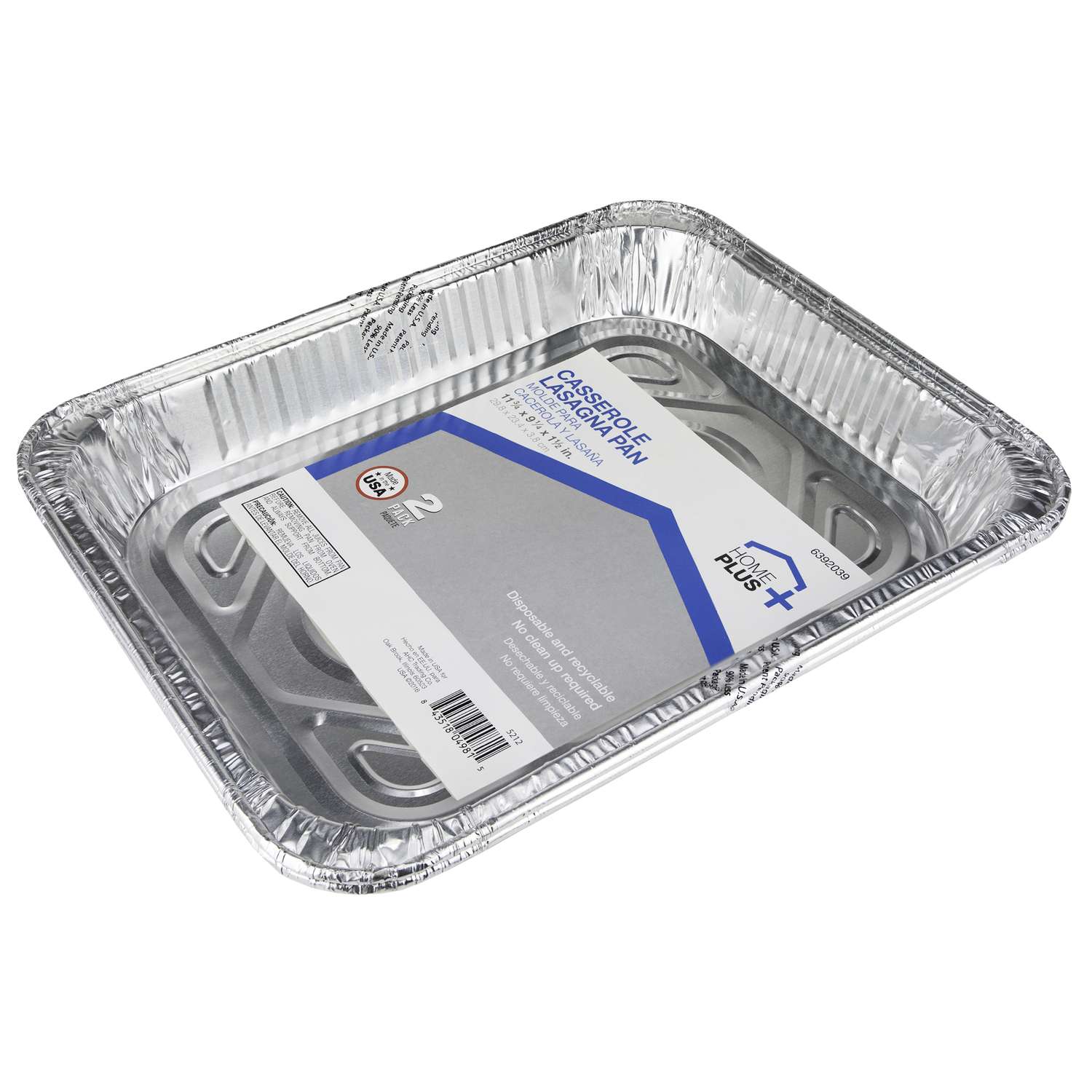 Home Plus Durable Foil 10-5/8 in. W X 14-7/16 in. L Lasagna Pan Silver 2 pc  - Ace Hardware