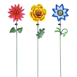 Alpine Multicolored Glass/Metal 60 in. H Flower Solar Garden Stake