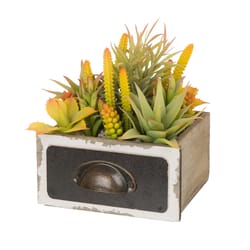 Glitzhome Black/Off-White Wood 6.25 in. H X 7 in. L X 7 in. W Wooden Pots