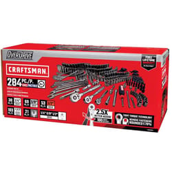 Craftsman OVERDRIVE 1/4 & 3/8 & 1/2 in. drive Metric/SAE 6 Point Mechanic's Tool Set 284 pc