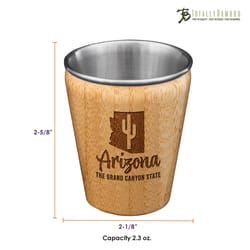 Totally Bamboo 2 oz Brown/Silver Stainless Steel/Wood Arizona Shot Glass