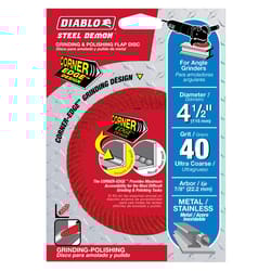 Diablo Steel Demon 4-1/2 in. Premium Zirconium Blend Bolt-On Flap Disc 40 Grit Ultra Coarse 1 pk