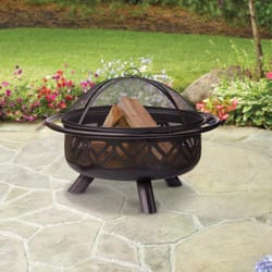 Endless Summer Uniflame 30 in. W Metal Geometric Round Wood Fire Pit