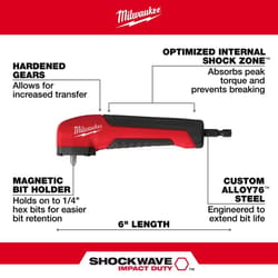 Milwaukee Shockwave Right Angle Attachment 1/4 in. Hex Shank 1 pc