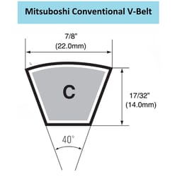 Mitsuboshi Conventional V-Belt 0.88 in. W X 85 in. L For All Motors