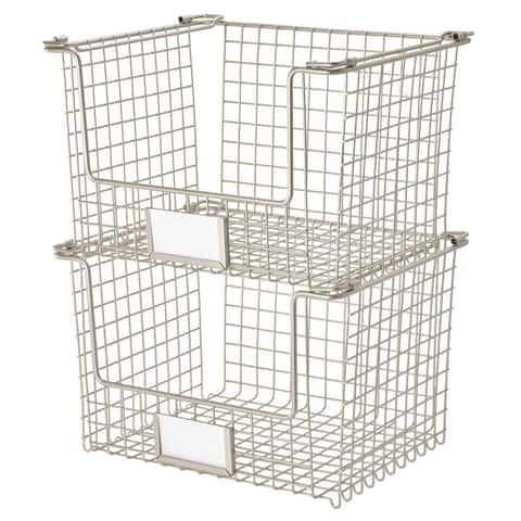 iDesign 10x10x7.75 Classico Stackable Basket Silver