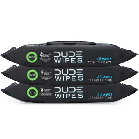 Dude Wipes Flushable Single for Travel Unscented with Vitamin-E & Aloe 100% 2 30