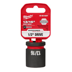 Milwaukee Shockwave 13/16 in. X 1/2 in. drive SAE 6 Point Standard Deep Socket 1 pc