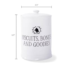 Pet Shop by Fringe Studio White Biscuits/Bones/Goodies Ceramic/Plastic Treat Canister
