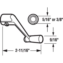 Prime-Line Painted White Zinc Single-Arm Casement Operator Crank Handle For Universal