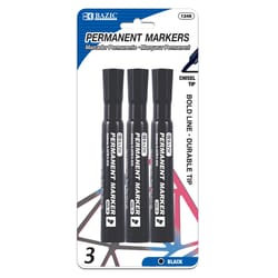 Bazic Products Broad Line Black Chisel Tip Permanent Marker 3 pk