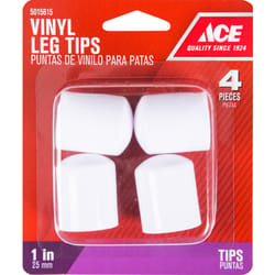 Ace Vinyl Leg Tip White Round 4.6 in. W X 1.4 in. L 1 pk