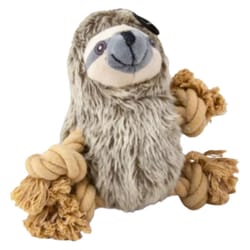 Steel Dog Roper Prairie  Gray Plush/Rope Sloth Squeak Dog Toy 1 pk