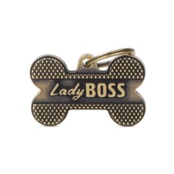 MyFamily Bronx Gold Bone Lady Boss Metal Dog Pet Tags Large