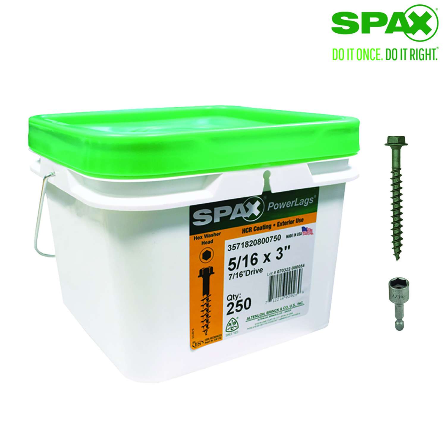 SPAX PowerLags 5/16 in. in. X 3 in. L Hex Drive Hex Washer Head