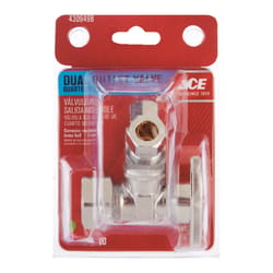 Ace Compression T Compression Brass Dual Shut-Off Valve