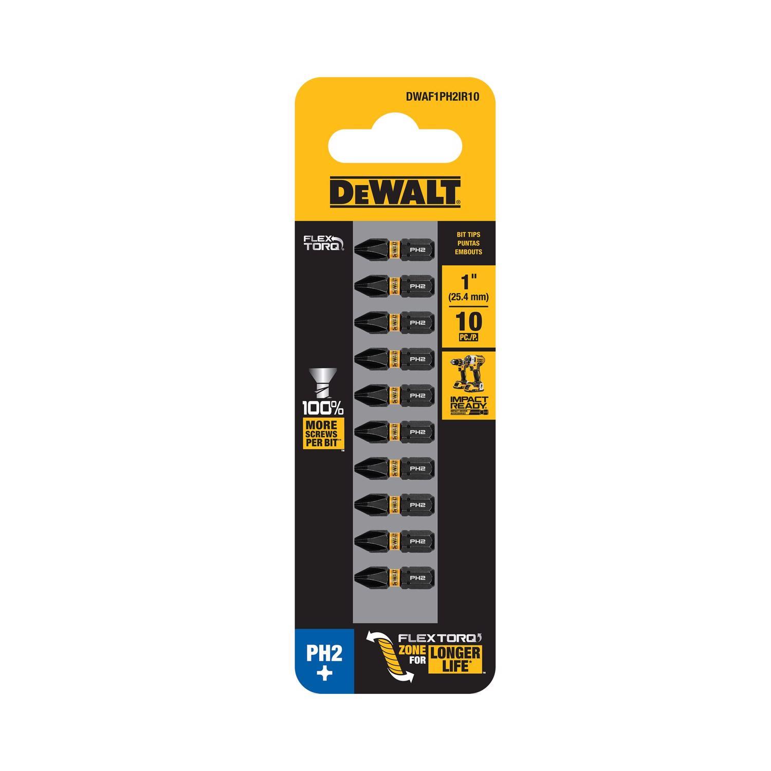 Photos - Drill Bit DeWALT FlexTorq Phillips #2 X 1 in. L Insert Bit Steel 10 pc DWAF1PH2IR10 