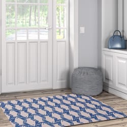 Linon Home Decor Orono 3 ft. W X 5 ft. L Blue Fish Polyester Area Rug