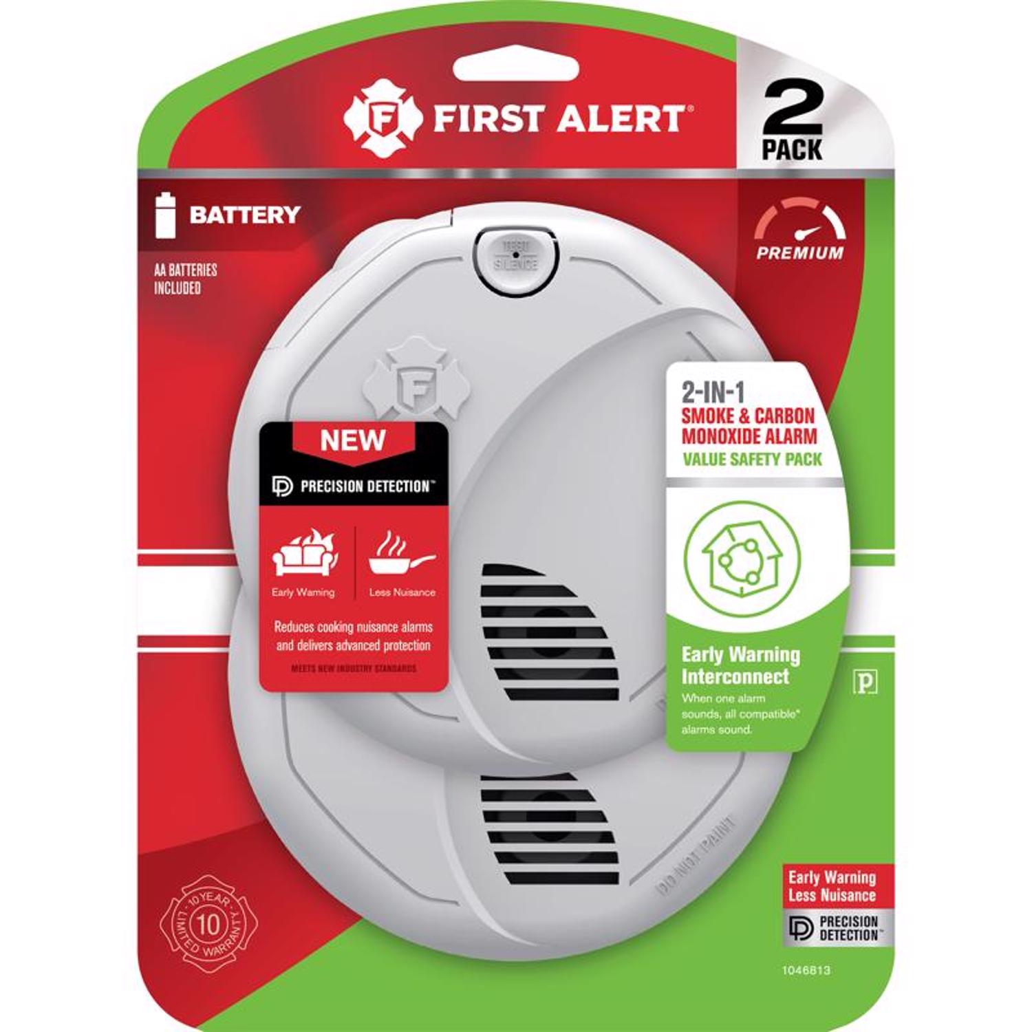 Battery Backup Smoke Alarm First Alert Hardwired Smoke Alarm 3-Pack ...