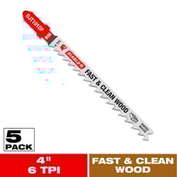 Diablo 4 in. Bi-Metal T-Shank Fast & Clean Wood Jig Saw Blade 6 TPI 5 pk