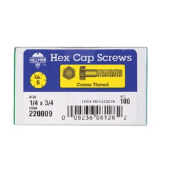 HILLMAN 1/4 in. D X 3/4 in. L Heat Treated Steel Hex Head Cap Screw 100 pk