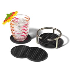 Spectrum 4.75 in. H X 4.8 in. L Satin Nickel Polyester Coaster Set