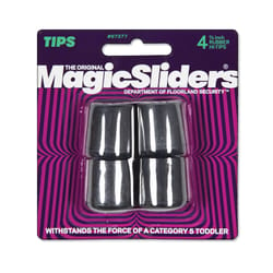 Magic Sliders Rubber Leg Tip Black Round 7/8 in. W 4 pk