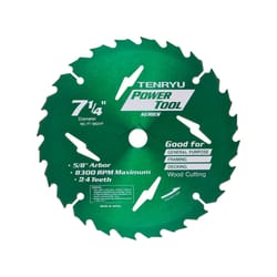 Tenryu Bullfrog 7-1/4 in. D X 5/8 in. Power Tool Tungsten Carbide Tipped Saw Blade 24 teeth 1 pc