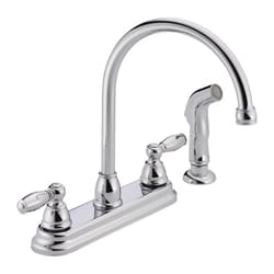 Peerless Claymore Two Handle Chrome Kitchen Faucet Side Sprayer Included