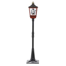 Roman LED Black/Red Mountainlamp Post with Train Lantern 75 in.