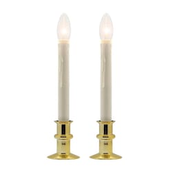 Celestial Lights Brass no scent Scent LED REMOTE Battery Operated Taper Window Candle