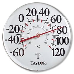 Taylor Round Dial Thermometer Metal White 12 in.