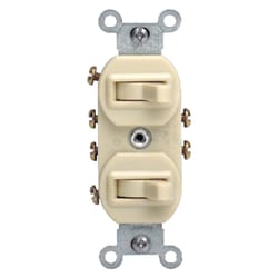 Leviton 15 amps Three Pole Toggle Duplex Combination Switch Ivory 1 pk