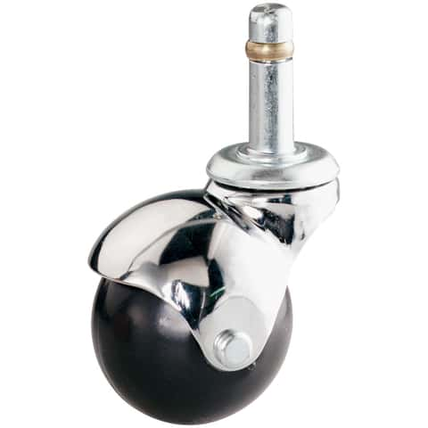 2 in. Black Rubber and Brass Hooded Ball Swivel Stem Caster with 80 lb.  Load Rating