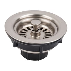 LDR 3-1/2 in. D Stainless Steel Black/Silver Plastic Sink Strainer