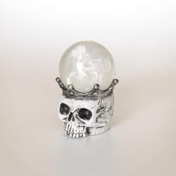 Gerson 7.5 in. Lighted Spinning Smoky Water Globe Skull Halloween Decor