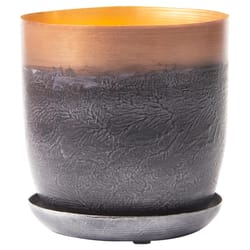 Chive Joe 5 in. D Metal Flower Pot White and Copper