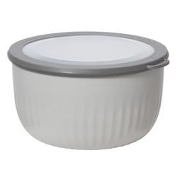 OGGI 4 qt Polypropylene Gray Bowl with Lid 2 pc