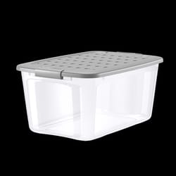 NO!break 55 qt Clear/Gray Storage Tote Stackable