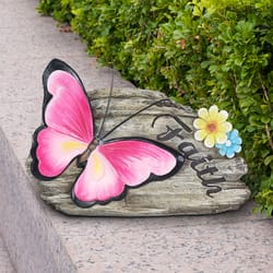 Exhart WindyWing Multicolored Resin 8 in. H X 11 in. L X 3.5 in. W Faith Pink Butterfly Statue