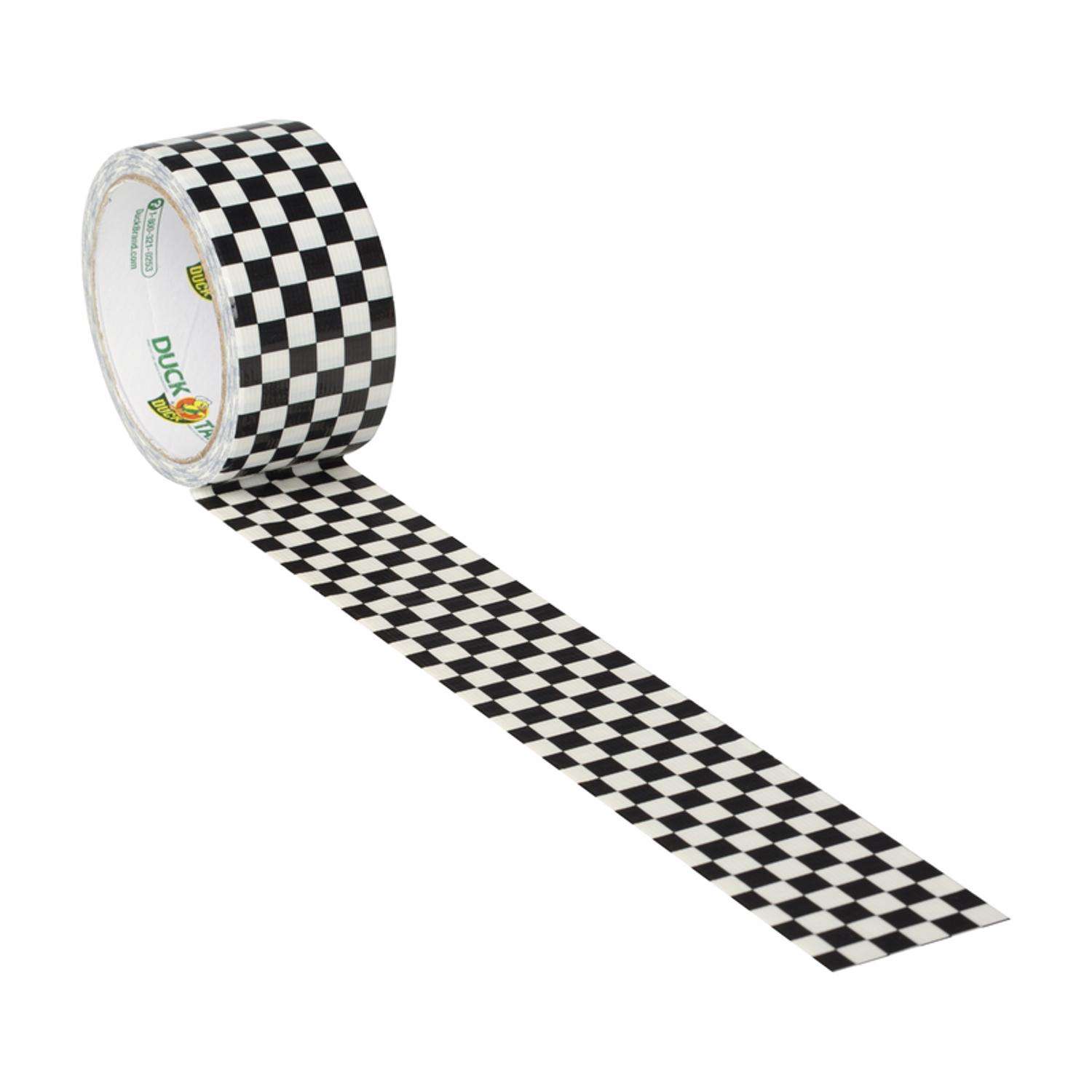 Duck Tape Printed Duct Tape, Black And White Checker, 1.88 x 10 yd