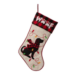 Glitzhome Multicolored Christmas Dog Stocking 1.18 in.