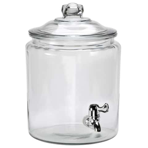 Anchor Clear Glass Cracker Jar with Brushed Aluminum Lid, 1 gal