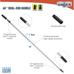 Unger Telescoping 4 ft. L X 1 in. D Aluminum Dual Head Handle PoleExtension Handle Silver