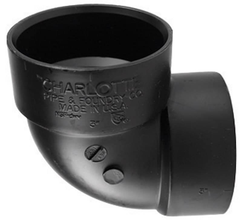 ABS003310800 Charlotte Pipe 2 in. Hub X 2 in. D Hub ABS Elbow sku ABS003310800