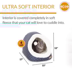 K&H Pet Prodcuts Navy Polyester Thermo-Pet Cave Heated Pet Bed 13 in. H X 17 in. W X 15 in. L