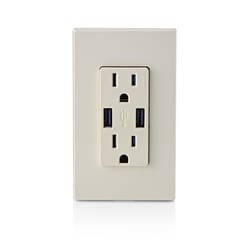 Leviton Decora 15 amps 125 V Duplex Light Almond Outlet and USB Charger 5-15 R 1 pk