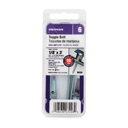 HILLMAN 1/8 in. D X 3 in. L Round Zinc-Plated Steel Toggle Bolt 2 pk