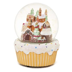 Roman Glitter Dome Multicolored Merry Christmas - Musical Gingerbread Village Train Table Decor 7 in
