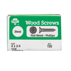 Hillman No. 4 X 3/4 in. L Phillips Zinc-Plated Wood Screws 100 pk